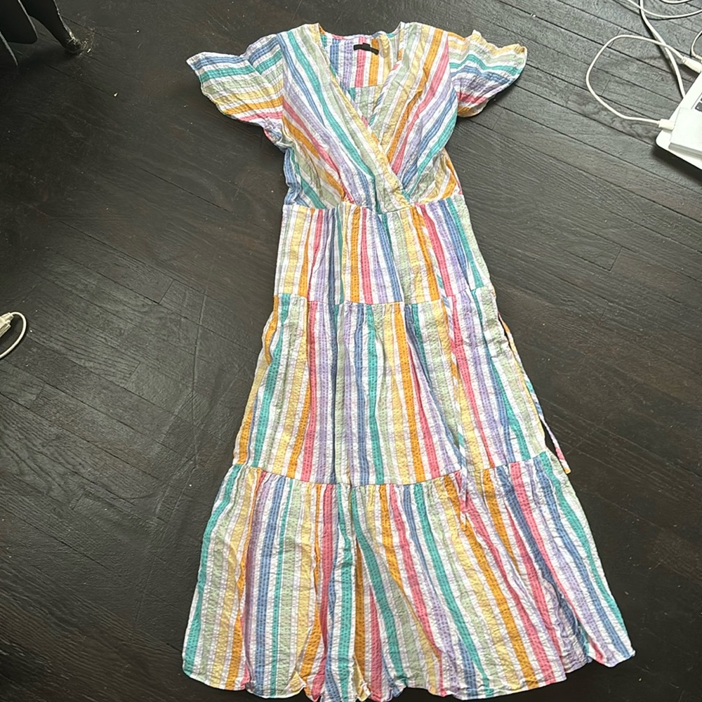 Jcrew gingham midi dress multi color